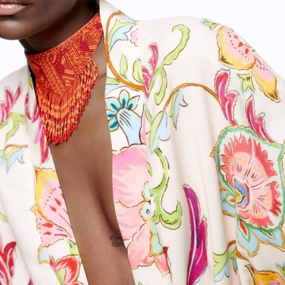 ZARA Belted Printed Open Front Kimono - Picture 7 of 16